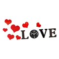 thumbnail image 2 of Reloj de pared con forma de corazón de amor, adhesivo decorativo para pared, arte creativo y silencioso para el hogar. Negro y rojo, 2 of 9