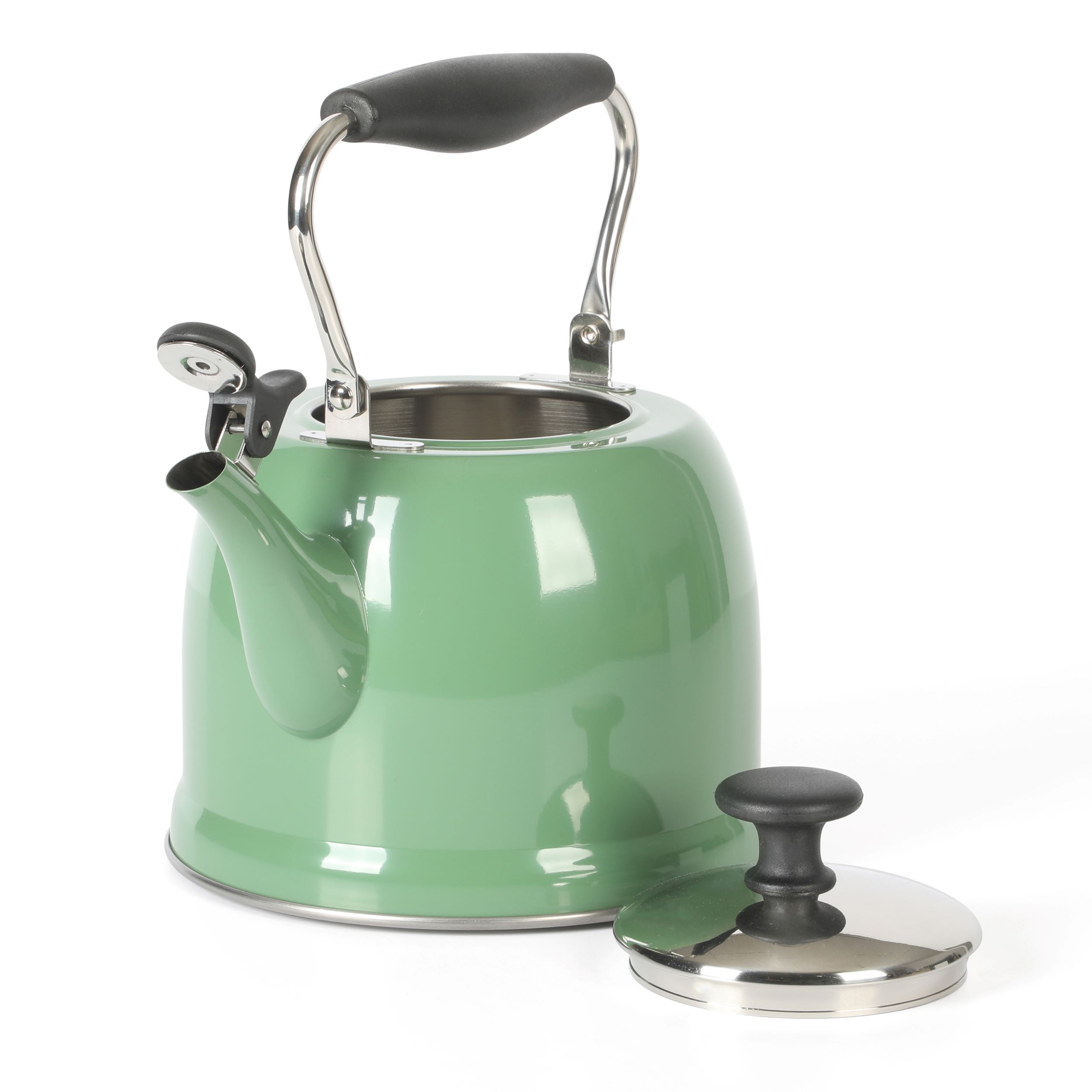 Martha Stewart Induction Stovetop Kettle with Lid, Stainless Steel, Sage