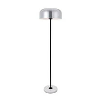 Floor Lamp Brushed Nickel Marble Base - 1 Light Modern Lamp Shade for Living Room Bedroom