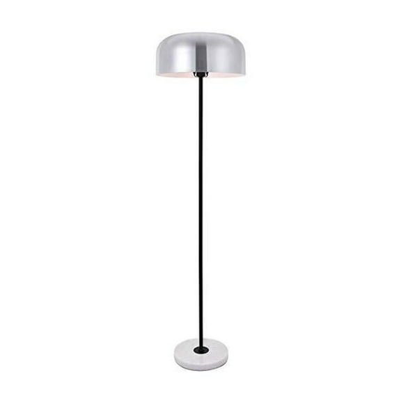 Floor Lamp Brushed Nickel Marble Base - 1 Light Modern Lamp Shade for Living Room Bedroom