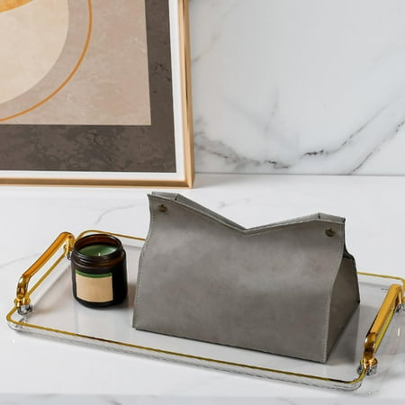 

Modern Elegant Serving Tray with Handles for Countertop Lunch Fruit Smoke Gray