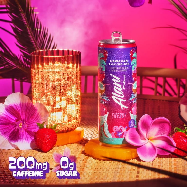 Alani Nu Energy Drink, Hawaiian Shaved Ice, 12 fl oz (4 Can