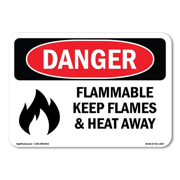 OSHA Danger Sign - Flammable Keep Flames And Heat Away | Decal | Protect Your Business, Construction Site, Warehouse & Shop Area |  Made in The USA