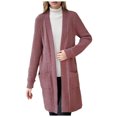 thumbnail image 1 of WUANDIXFA Cardigans pour Femmes Cardigan Décontracté Ample à Manches Longues Ouvert Long avec Poches Bordeaux,3TG, 1 of 6