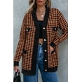 thumbnail image 5 of SHEWIN Women's Cardigan Sweaters Open Front Button Down Plaid Chunky Knit Fall Jackets with Pockets, 5 of 9