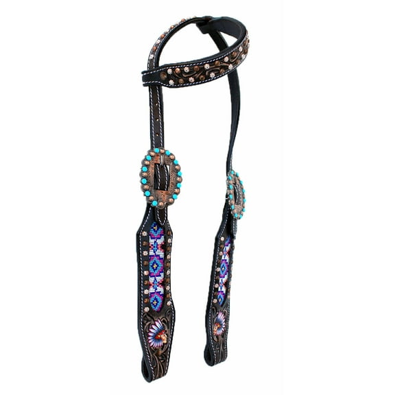 Horse Show Bridle Western Leather Headstall Pink Brown Tack 79105HA