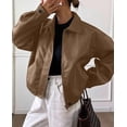 thumbnail image 3 of PRETTYGARDEN Women's Faux Leather Oversized Motorcycle Jackets Fall Zip Up Jacket, Collared Neck, Button Cuff, Relaxed Fit, Long Sleeve, Casual Outerwear, Winter Coats, Fashion Clothing, 3 of 8