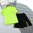 thumbnail image 3 of Toddler Boys Outfit Sets Summer Letter Print Short Sleeve T-Shirt And Mesh Shorts Kids Boy Playtime And Outdoor Outfit Sets Set，2Piece，10 -11 Years, 3 of 3