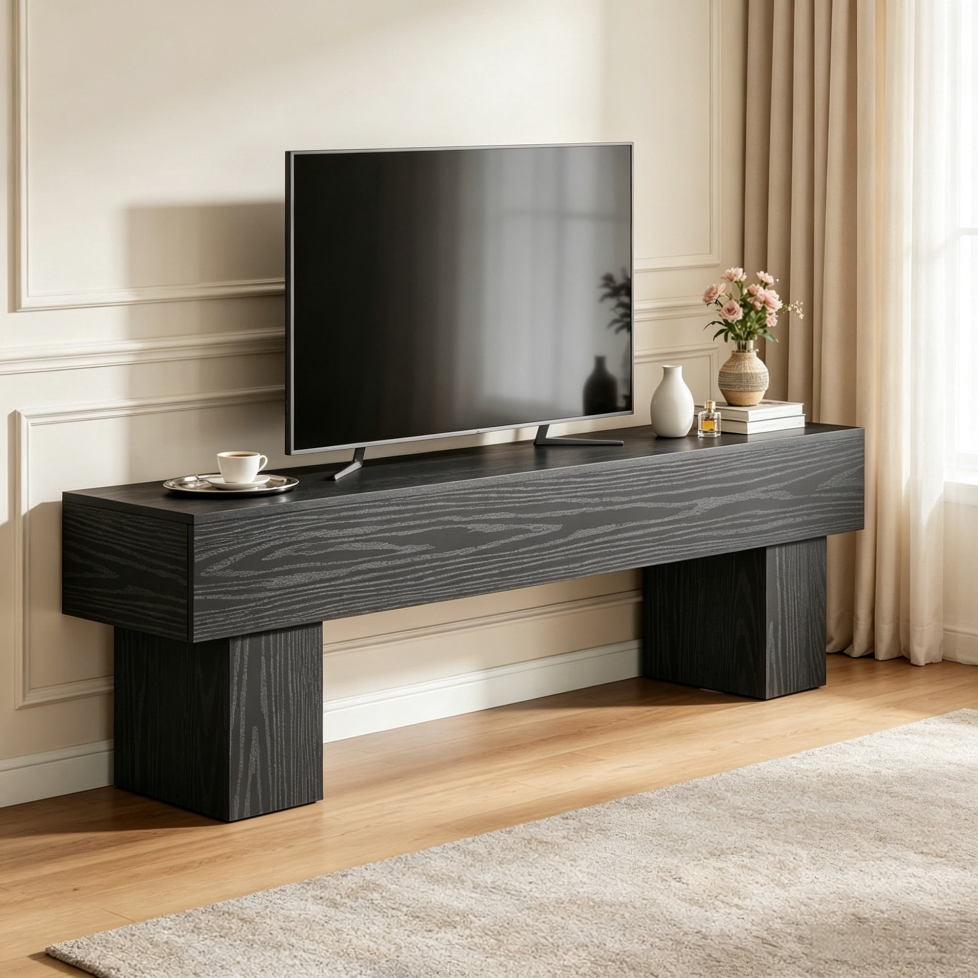 63" Farmhouse TV Stand, Media Console Table