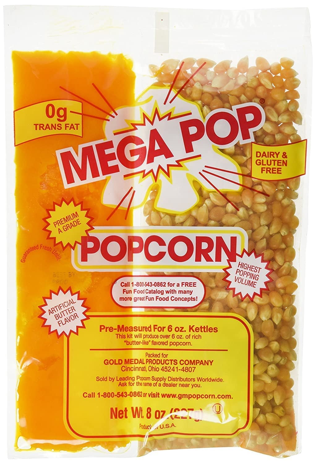Dana Market - Gold Medal Mega Pop Popcorn with Oil and Salt Kits - bag 8 oz. (Pack of 36)