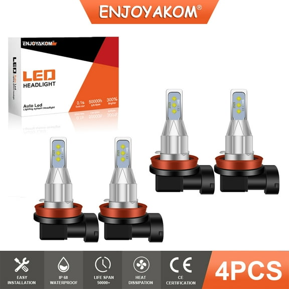 4pcs H11 LED Headlight Bulbs For Chevy Silverado 2500HD 2020-2023 High/Low Beam 6000K White