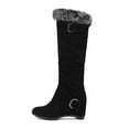 thumbnail image 5 of Mostsola Hidden Wedge Snow Boots for Women Suede Furry Lined Knee High Boots Slouchy Mid Calf Boots, 5 of 9