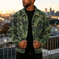 thumbnail image 3 of Havenx Mens Camo Corduroy Jacket Long Sleeve Button Down Shirt Jacket with Pockets Lapel Collar Camouflage Print Coat Casual Western Loose Fit Fall Winter Clothes,Green XL, 3 of 6