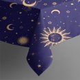 thumbnail image 3 of Blue Gold Sun Moon Pattern Rectangle Tablecloth 60"x84",Waterproof Polyester Rectangle Table Cloth, Wipeable Spillproof Polyester Tablecloth for Dining, Camping, Indoor and Outdoor, 3 of 5