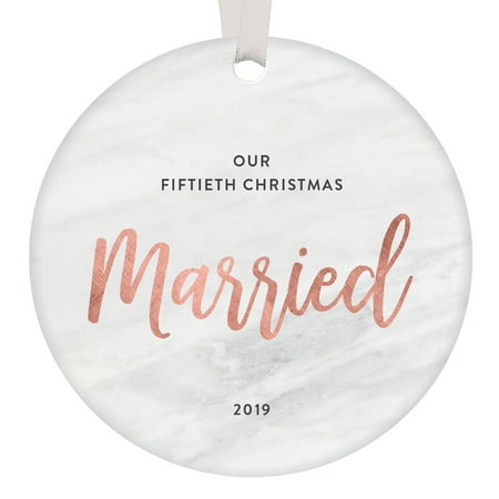 Top 50 Christmas Presents 2019 50 Years Married Christmas 2019 Ornament Dated Keepsake Husband & Wife 50th Wedding Anniversary Party Gift Idea Parents Grandparents Sleek Marble Holiday Present 3