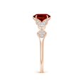 thumbnail image 3 of ANGARA Lab Grown 1 Ct Vintage Style Oval Ruby Engagement Ring with Leaf Motifs for Women in 14K Rose Gold (Size-7x5mm) | July Birthstone, Anniversary, Jewelry Gift for Women | Lab-Grown Ruby Ring, 3 of 7
