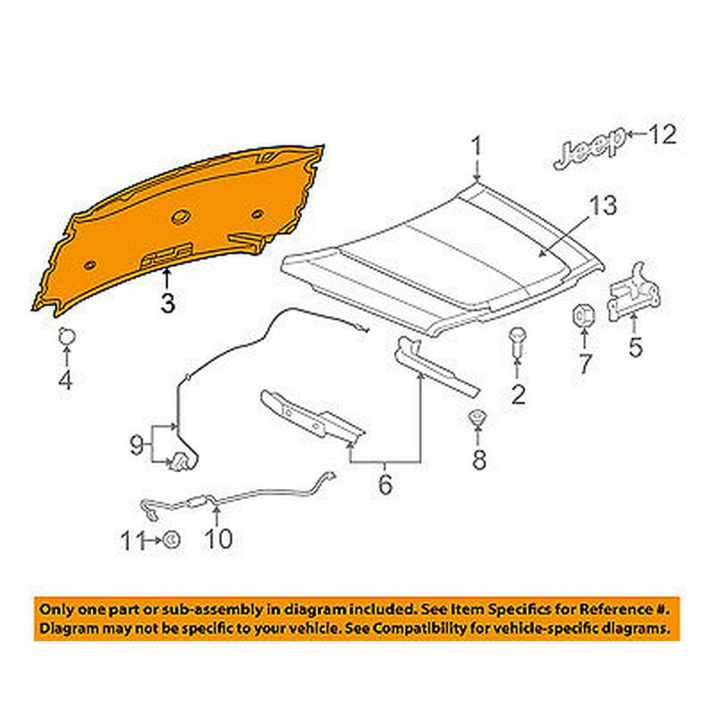Jeep CHRYSLER OEM 0812 Liberty HoodInsulation Pad Liner Heat Shield