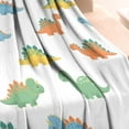 thumbnail image 3 of White Cartoon Dinosaurs Pattern Blanket,Comfortable Soft Flannel Throw Blanket,All Season,Warm Lightweight Blankets for Sofa Bed Couch Living Room Chair,30"x40", 3 of 4
