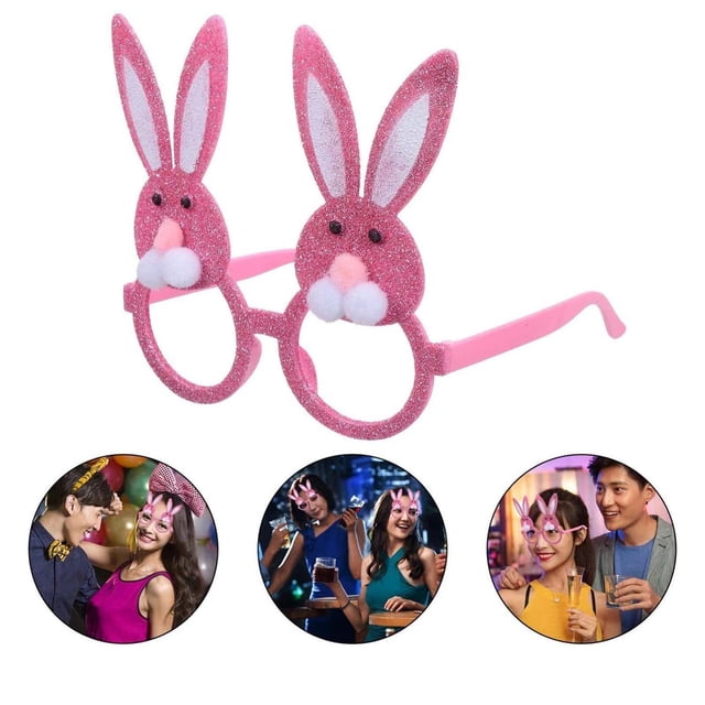 Decoraciones para fiestas, adornos para fiestas, accesorios para fiestas, conejito divertido, gafas, lindo disfraz blanco para fiesta, accesorios de maquillaje de Pascua, una imagen