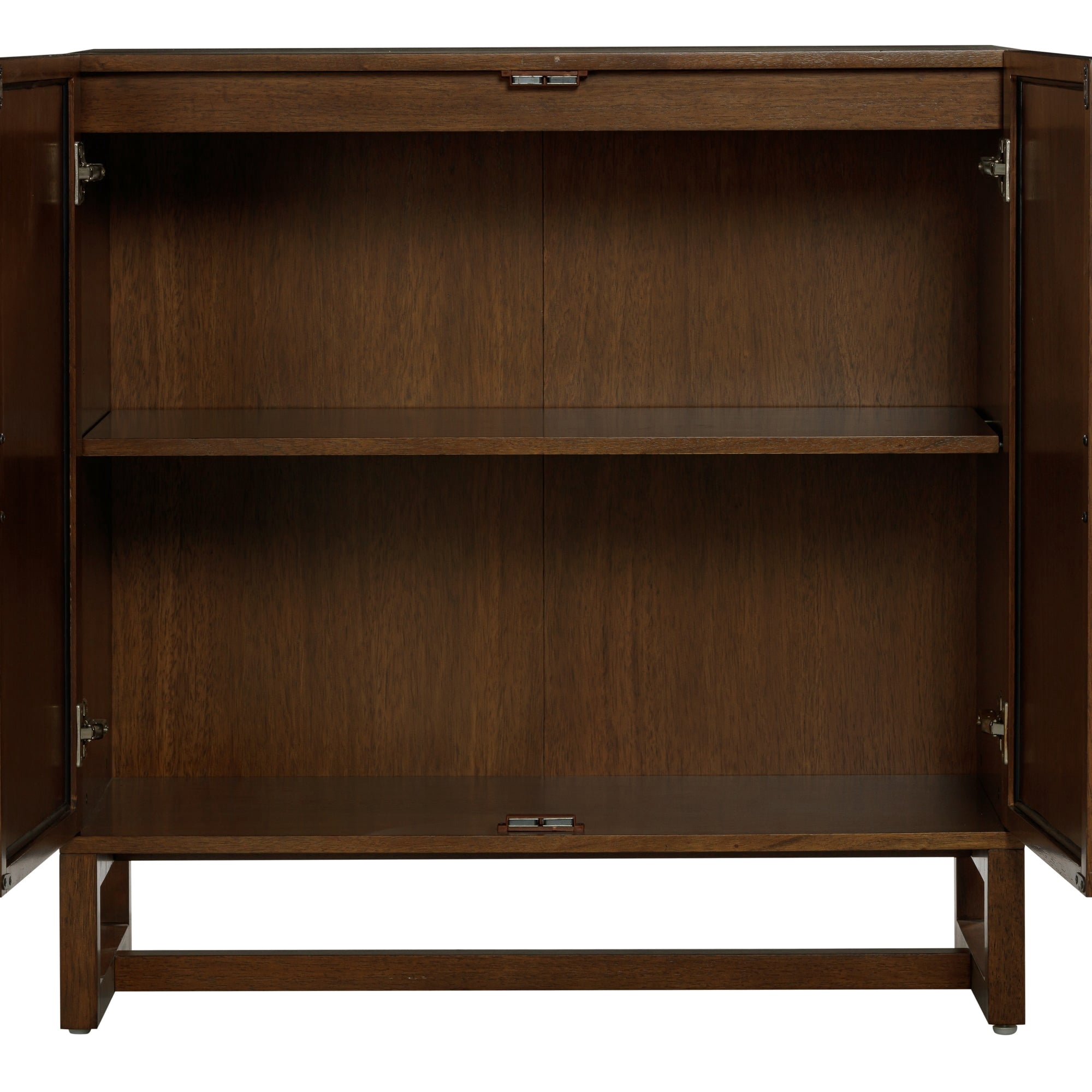 Nathan James Paxton Boho Wood Storage Cabinet with Doors, Small Storage Cabinet for Living Room or Kitchen with Rattan Door Details, Dark Walnut