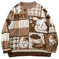thumbnail image 1 of Suéter de conejo de dibujos animados vintage para hombre, estilo japonés, jerseys, invierno 2024, nuevos tejidos Harajuku, suéter de punto holgado de gran tamaño, 1 of 4