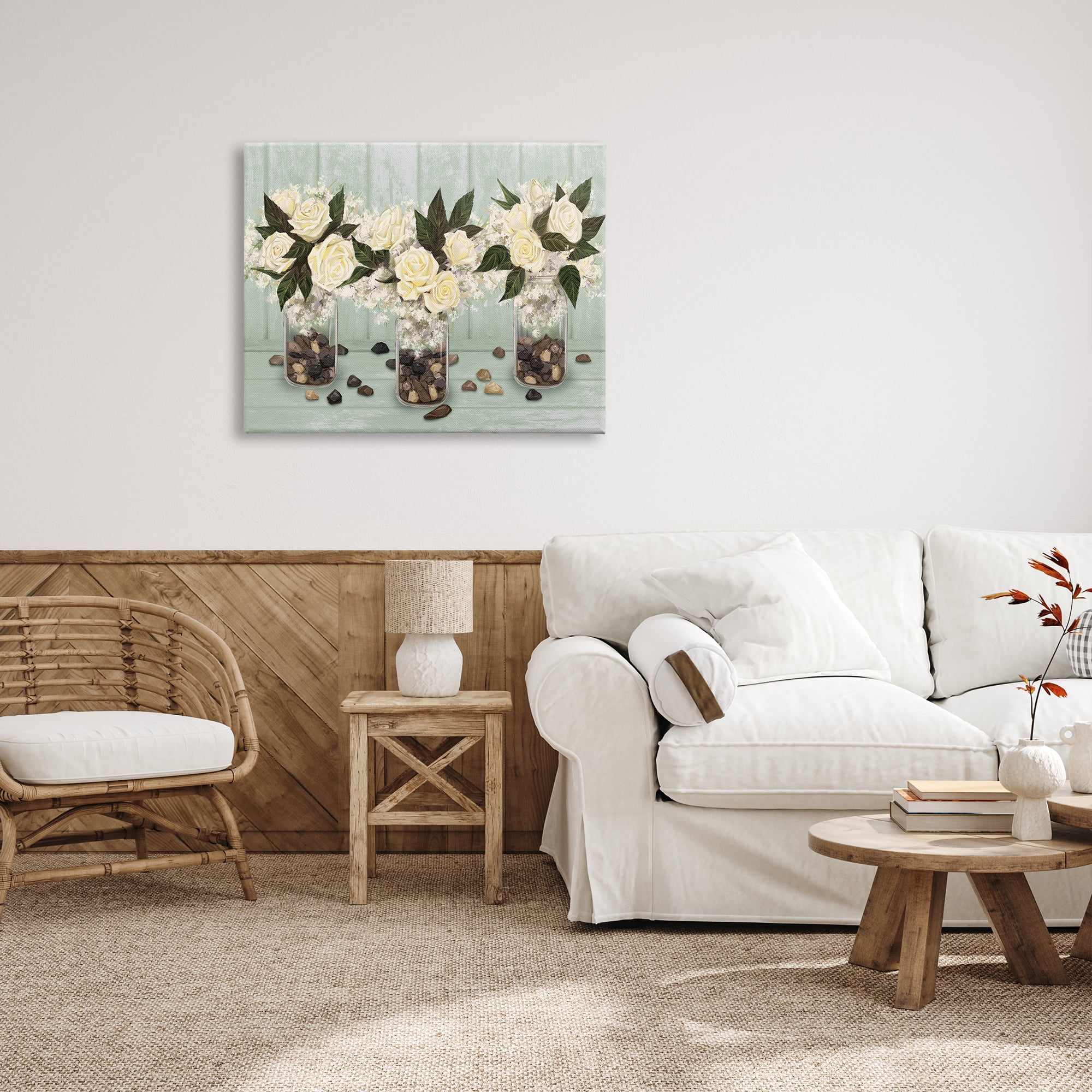 Stupell Industries Three Rose Bouquets Scattered Rocks Flower Arrangement Graphic Art Gallery Wrapped Canvas Print Wall Art, Design by Ziwei Li