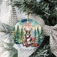 thumbnail image 3 of Merry Christmas Santa Reindeer Antlers Collie Sleigh Xmas Winter Holiday Ceramic Round Ornament Collie Dog Lover Gifts Idea Home Tree Decor - 00023, 3 of 5