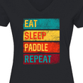 thumbnail image 4 of Inktastic Stand Up Paddle Boarding Eat Sleep Paddle Repeat Women's V-Neck T-Shirt, 4 of 5