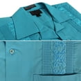 thumbnail image 2 of Men's Guayabera Cuban Beach Wedding Casual Short Sleeve Dress Shirt (Turquoise, L), 2 of 4