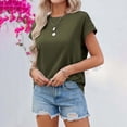 thumbnail image 4 of XUELUO Boho Tops For Women Summer Solid Color Round Neck Short Sleeve Loose Fit Casual Elegant Shirts For Women T Shirts SportswearXXL, 4 of 7