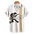 thumbnail image 3 of Camisas Para Hombre Slim Fit Camisas y tops de manga corta con botones de impresas en 3D digitales de instrumentos musicales de moda de verano para hombres (White, L), 3 of 4