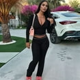 thumbnail image 5 of Women 2 Piece Outfits Long Sleeve Tracksuit Bodycon Matching Sets Hoodie Jacket Jogging Suit Black S, 5 of 9
