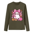thumbnail image 3 of Sexlip Womens Long Sleeve Tops Casual Ribbon Graphic Shirts Blouses Loose Fit Cute Tunic Top Fall Fashion Clothes Green S, 3 of 3