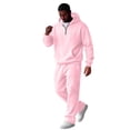 thumbnail image 4 of ASDFVBKG Men Full Zip Fleece Hoodie & Cargo Pants Outfit, Elastic Waist Wide Leg Trousers 2 Piece Casual Tracksuit Pink M, 4 of 4