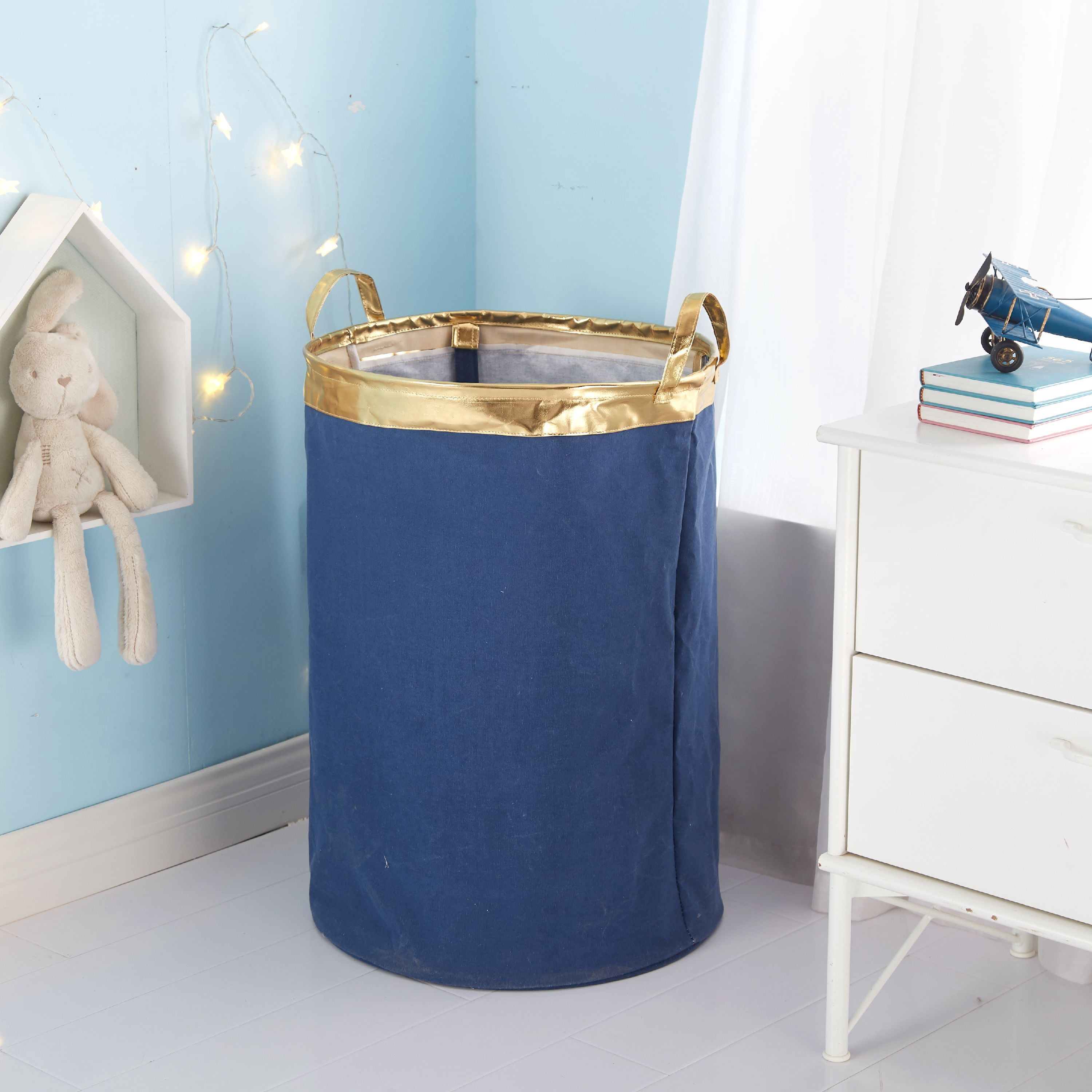 Urban Shop Canvas Storage/ Laundry Organizer Bin with Metallic Trim