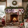 thumbnail image 2 of Christmas Mantle Scarf 90x17 Inch, Pink Christmas Fireplace Christmas Decorations Cover Runner, Santa Xmas Rustic Farmhouse Winter Christmas Mantel Decorations Xmas Holiday Mantel Scarves, 2 of 8