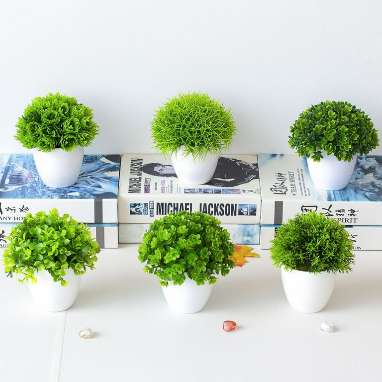 Small Fake Plants Mini Artificial Potted Plants Indoor Plastic Artificial  Plants Aesthetic Eucalyptus Greenery Decor for Office Shelves Living Room