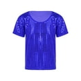 thumbnail image 2 of iiniim Girls Boys Shiny Metallic Short Sleeve T-Shirt Hip Hop Jazz Dance Performance Festival Party Top Shirt Blouse, 2 of 7