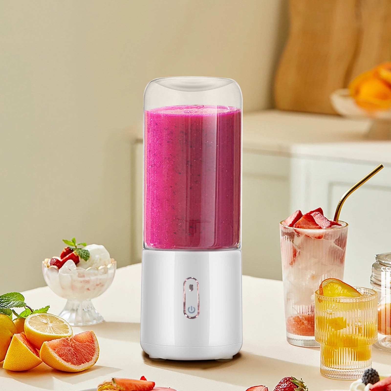 Portable USB Rechargeable Blender Cup 500ML Personal Size Mixer for Protein Shakes Smoothies Juices DIY Drinks with Stainless Steel Blade Easy Clean Travel Friendly Lightweight Mini Juicer USB