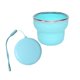 thumbnail image 2 of Vaso de agua plegable de silicona de 200 ml con tapa y cuerda colgante, vaso portátil para viajes, camping y exteriores, para bebidas frías y calientes., 2 of 7
