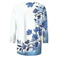 thumbnail image 6 of CYMMPU Tunic Tops Round Neck Blouses for Women Dressy Casual 3/4 Sleeve Floral Printed Summer Trendy Shirts Loose Fit Spring Tops Lightweight Basic Tees Sky Blue M, 6 of 7