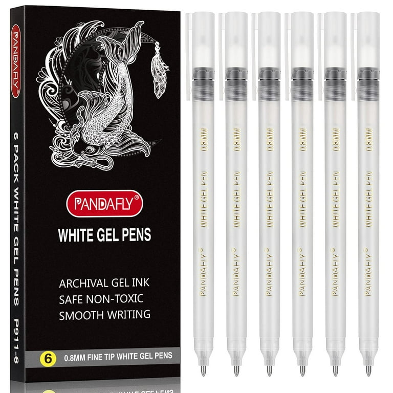White Gel Pens for Art, Black Paper 0.8Mm Fine Point Gel Pen for Artists,  Highli
