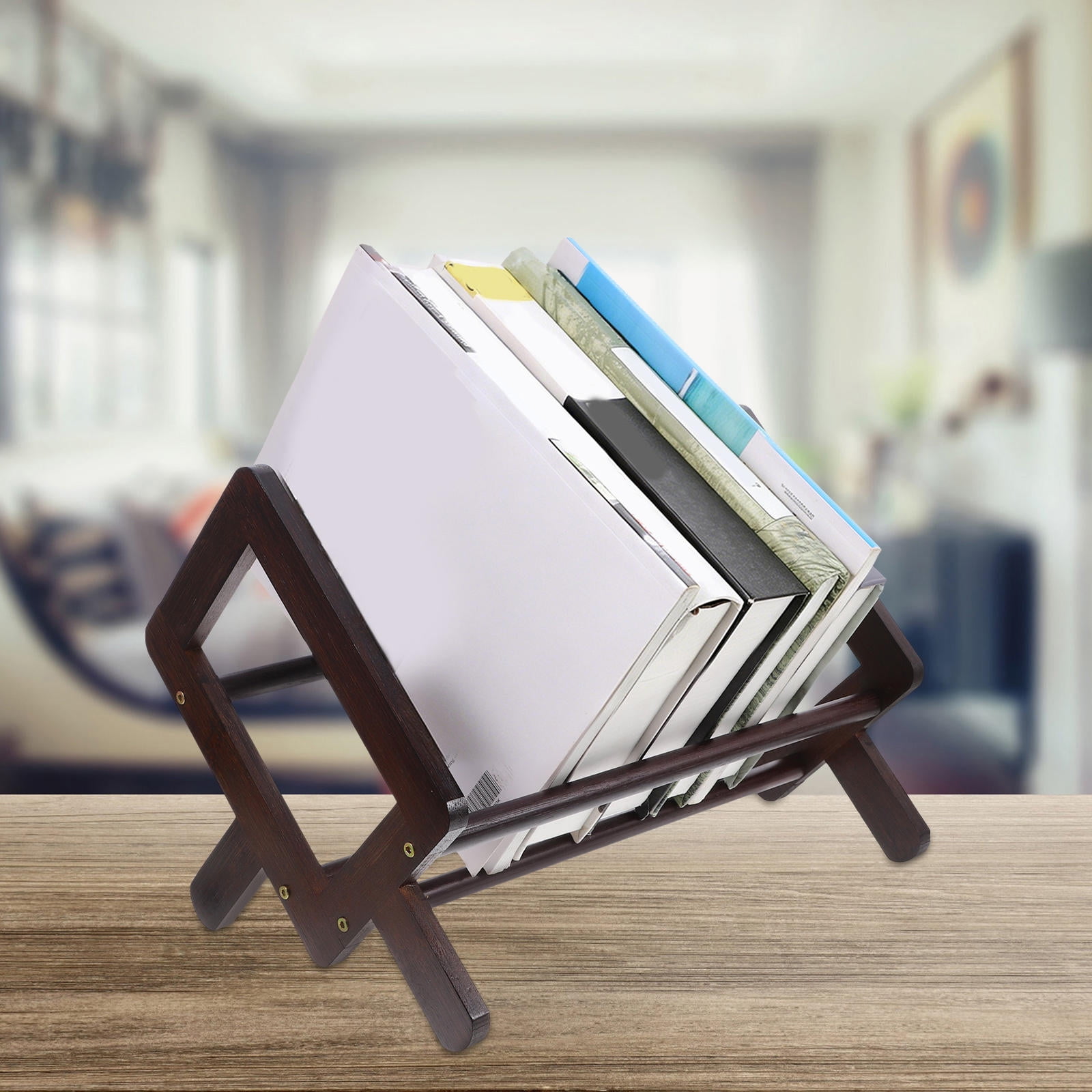 ELAYARD Portable Bamboo Book Rack Multipurpose Desktop Reading Holder for Study and Storage