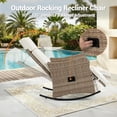 thumbnail image 4 of DELMANGO Outdoor Recliner Chair Set of 2 with Rocking/Flat Footrest, 90°–135° Reclining Backrest, Rattan Wicker & Removable Cushion for Patio, Garden, Balcony, Porch Beige, 4 of 8