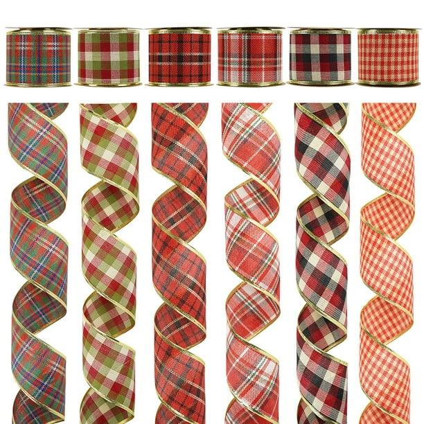 Cinta decorativa MEEDEE 6 rollos Buffalo Plaid 6.3 cm x 18 pies