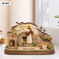 thumbnail image 2 of He Is Risen Easter 2D FLAT Wooden Block, Christian Resurrection Table Wooden Sign, Religious Home Decor, Empty Tomb Cross Wood Shelf, Easter Appreciation Gift, 2 of 7