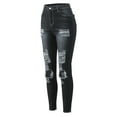thumbnail image 4 of MRULIC jeans for women Ladies Pants Ripped Pants Plus Size Washed Women's Jeans Trousers Black + L, 4 of 7