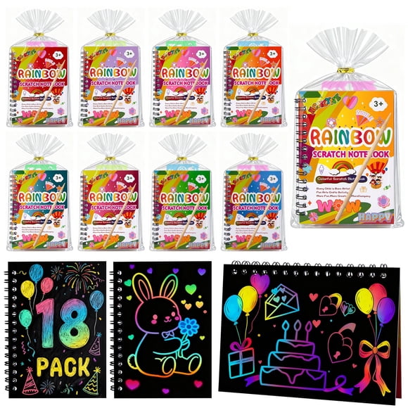 Set de Cuadernos de Arte Rascado Arcoíris para Niños - Recuerdos para Fiestas