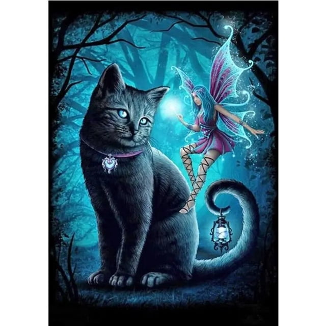 Kit de bordado romántico de Disney 5D, punto de cruz pintado con diamantes AB, animal de dibujos animados, gato, regalo de decoración del hogar