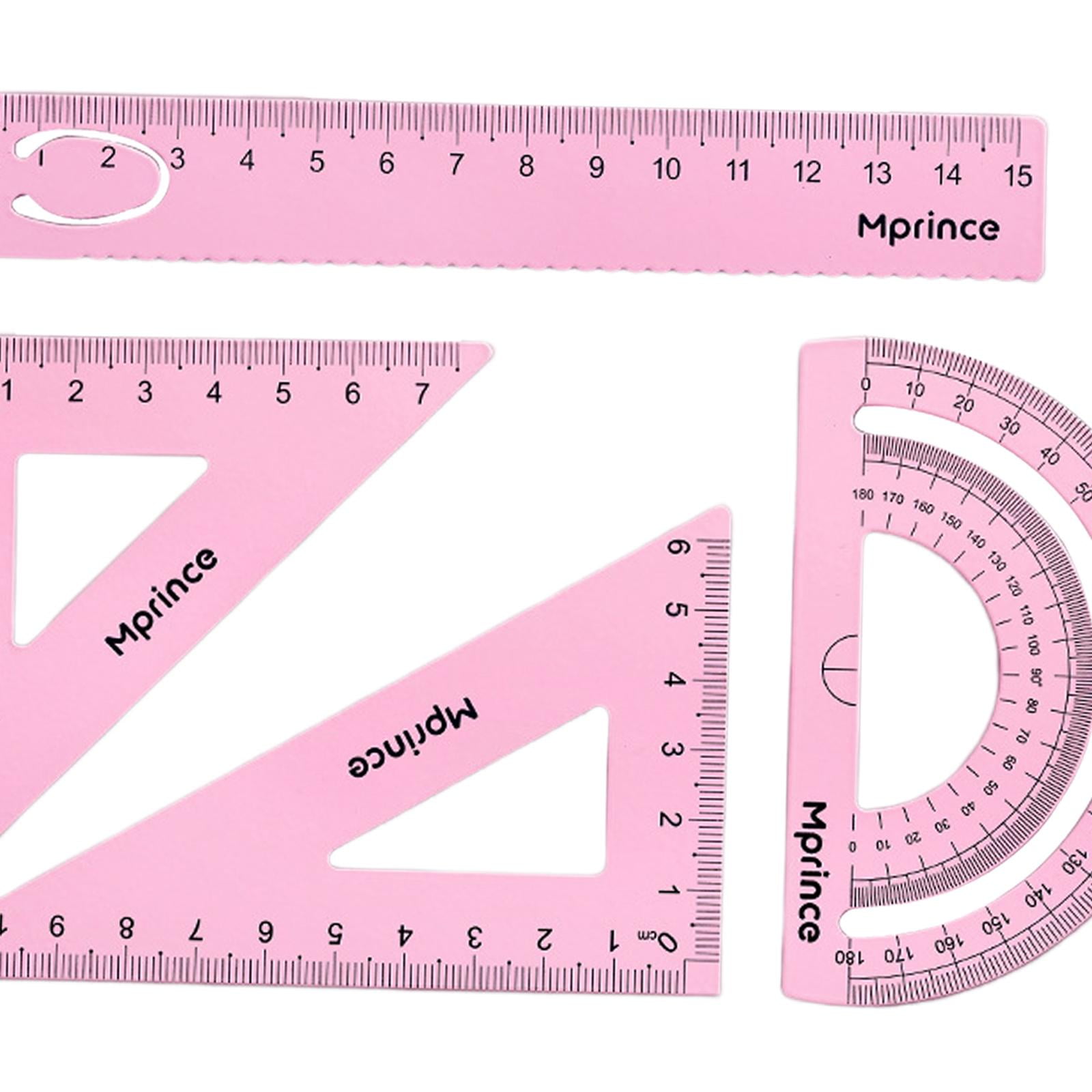 Woogim Geometry Aluminum Ruler Set for Drafting Tools Drafting Kits Pink  20CM 4-Piece Sheet Set
